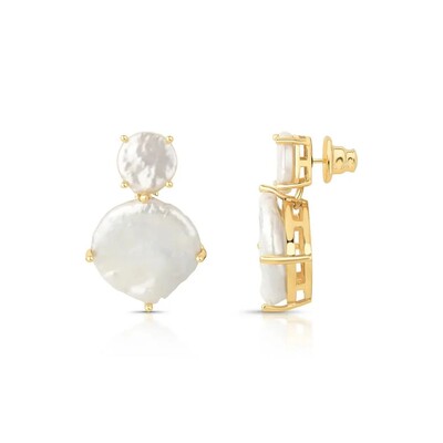 Foto Brinco Estela com Pérola Barroca e Banho de Ouro 18K – Elegância Suave