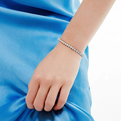 Foto Pulseira Riviera 3 pontos com Zircônias e Banho de Ródio Branco