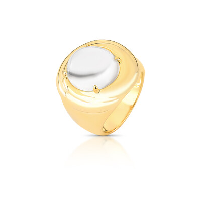 Foto Anel Jilli com Cristal translúcido e Banho de Ouro 18K