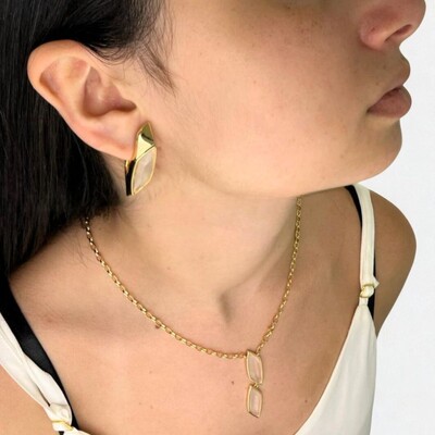 FotoColar Bonfim com Cristal Translúcido e Banho de Ouro 18K