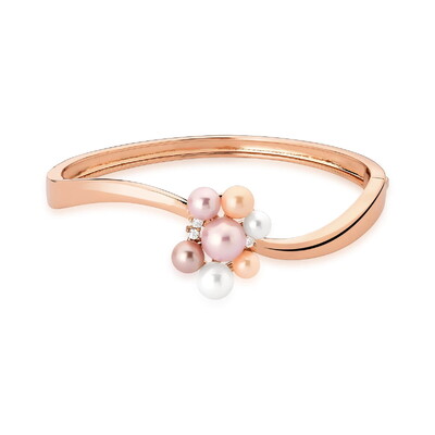Foto Bracelete Bubbles com Pérolas, Zircônias e Banho de Ouro Rosê