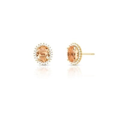 Foto Brinco com Cristal, Zircônias e Banho Ouro 18K
