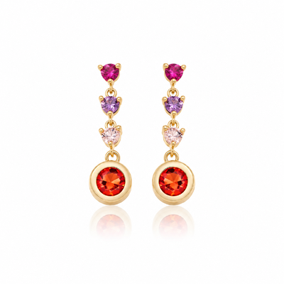 Foto Brinco Pontos Trend Rainbow Banho Ouro 18K
