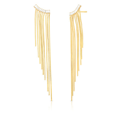 Foto Brinco Medéia com Zircônias e Banho de Ouro 18K