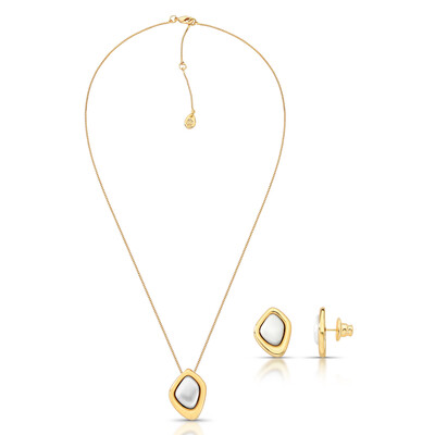 Foto Conjunto Geo - Design Orgânico com Acabamento Acetinado e Mix de Banhos Ouro 18K e Ródio