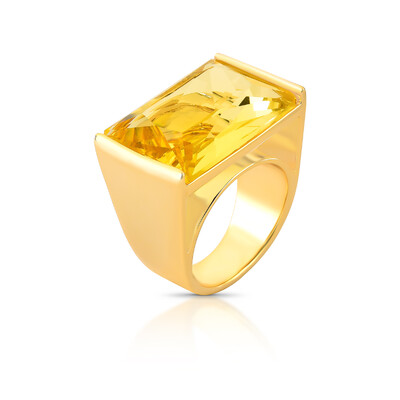 Foto Anel com Cristal Topázio e Banho de Ouro 18k