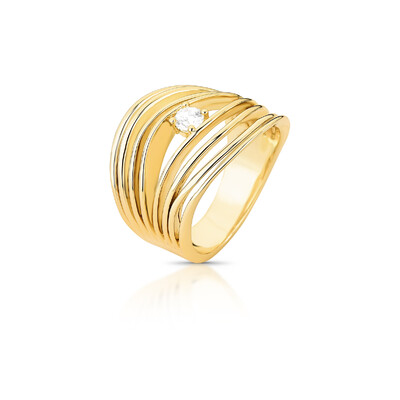 Foto Anel Mocho Uno com Zircônia e Banho de Ouro 18K