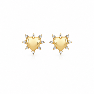 Foto Brinco Corazón com Zircônias - Banho de Ouro 18K | Design Apaixonante