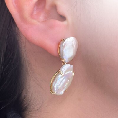 FotoBrinco Germanotta com Madrepérola e Banho de Ouro 18K