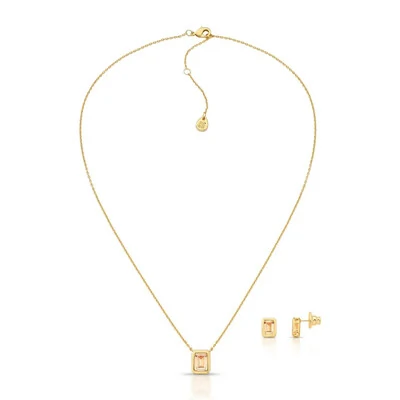 Foto Conjunto Ice Petit com Cristais Morganita e Banho de Ouro 18K