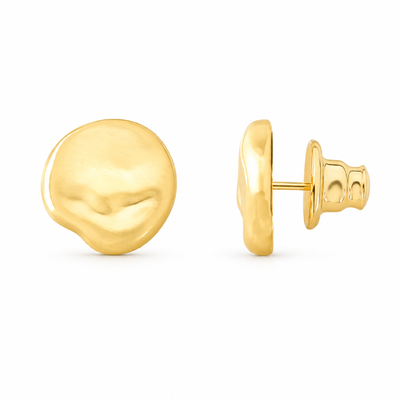 Foto Brinco Botão Martelado com Banho de Ouro 18K