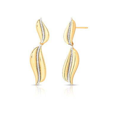 Foto Brinco Auguri Pendente com Zircônias - Banho de Ouro 18K | Design Fluido e Sofisticado