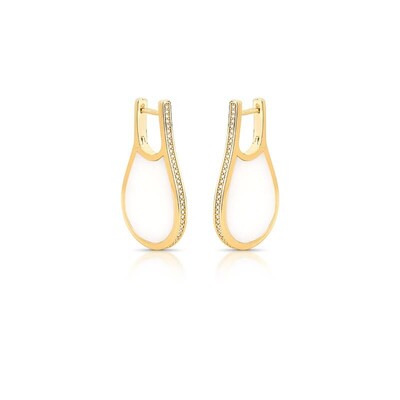 Foto Brinco Chanson com Madrepérola e Zircônias – Banho de Ouro 18K | Elegância Clássica