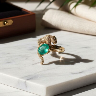 Foto Anel Salvaje com Cristal e Zircônias em Banho de Ouro 18K