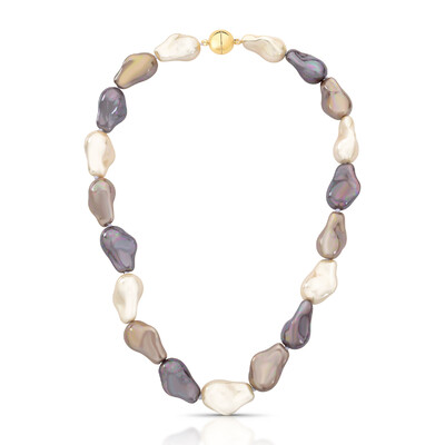 Foto Colar Paquetá G com Pérolas em Roxo e Champagne Banho Ouro 18K