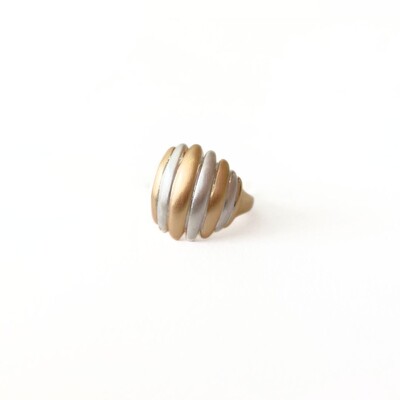 Foto Anel Annélides - Design Orgânico com Acabamento Acetinado e Mix de Banhos Ouro 18K e Ródio Branco