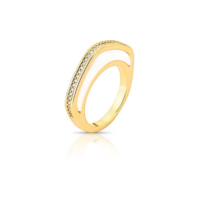 Foto Anel Chanson com Madrepérola e Zircônias – Banho de Ouro 18K | Elegância Clássica