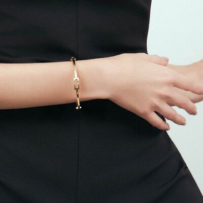 FotoBracelete Retangular Intercalado Vazado com Banho de Ouro 18K