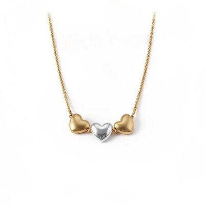 Foto Colar Trio de Coração Mix de Banho Acetinado