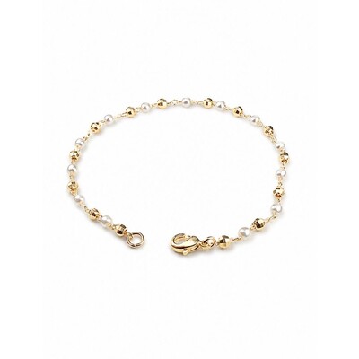 Foto Pulseira com Pérolas e Banho de Ouro 18K