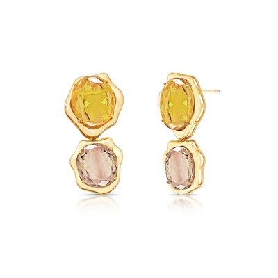 Foto Brinco Pendente com Cristal e Banho de Ouro 18k