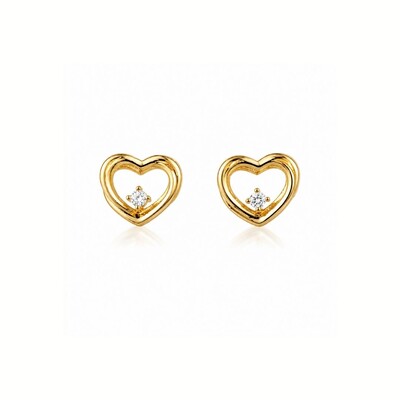 Foto Brinco Amo Petit com Zircônia - Estilo Romântico com Banho de Ouro 18K