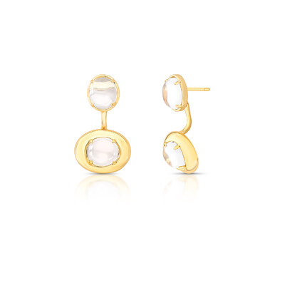 Foto Brinco Jilli Pendente com Cristal translúcido e Banho de Ouro 18K