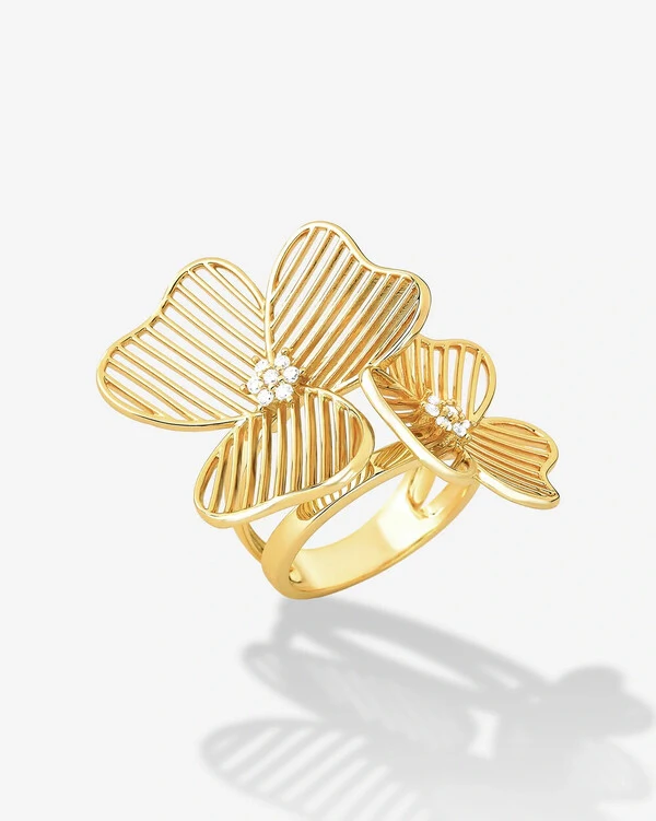 Anel Aramado com Zircônias e Banho de Ouro 18K