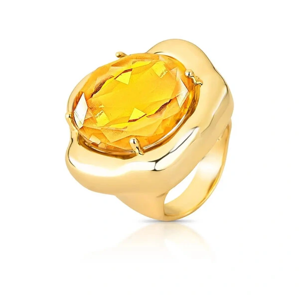 Anel Organic com Cristal e Banho de Ouro 18k
