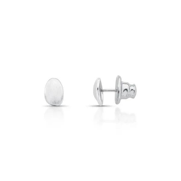 Brinco Annie PP Acetinado com Banho de Ródio Branco