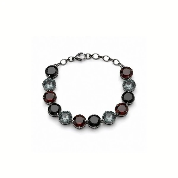 Pulseira Riviera com Cristais e Banho de Ródio Negro