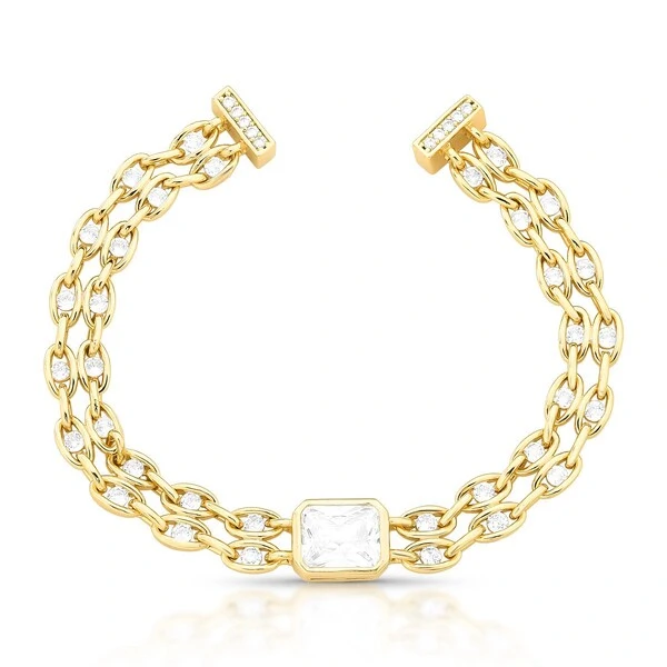 Pulseira Ice com Cristal, Zircônias e Banho de Ouro 18K