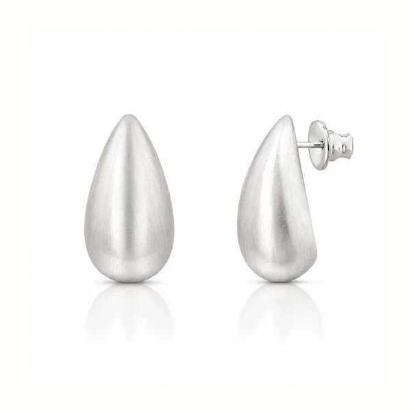 Brinco Pingo For – Banho de Prata Acetinado | Design Moderno