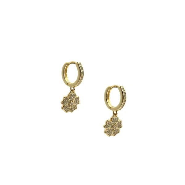 Brinco Argola Flor com Zircônias e Banho de Ouro 18K