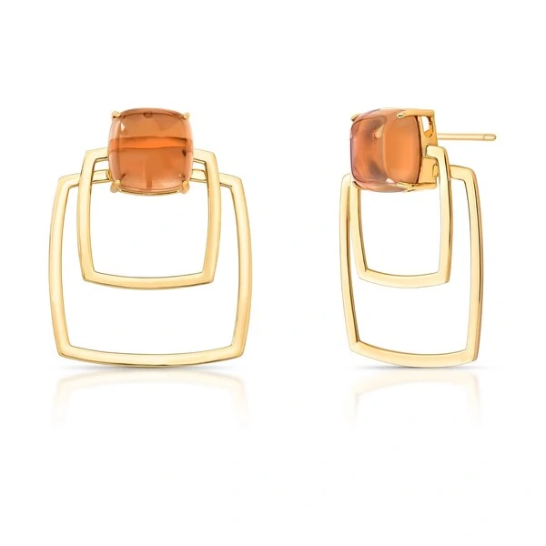 Brinco Apricot Maxi com Cristal e Banho de Ouro 18k