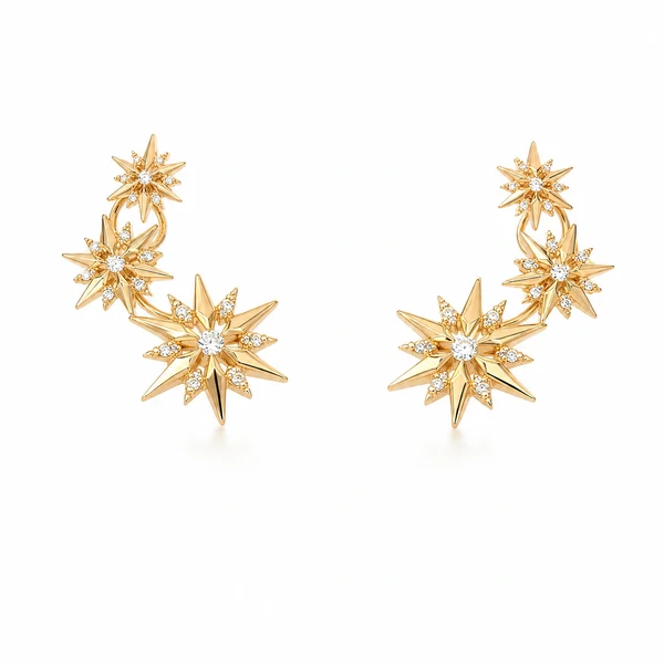 Ear Cuff New Star com Banho de Ouro 18K