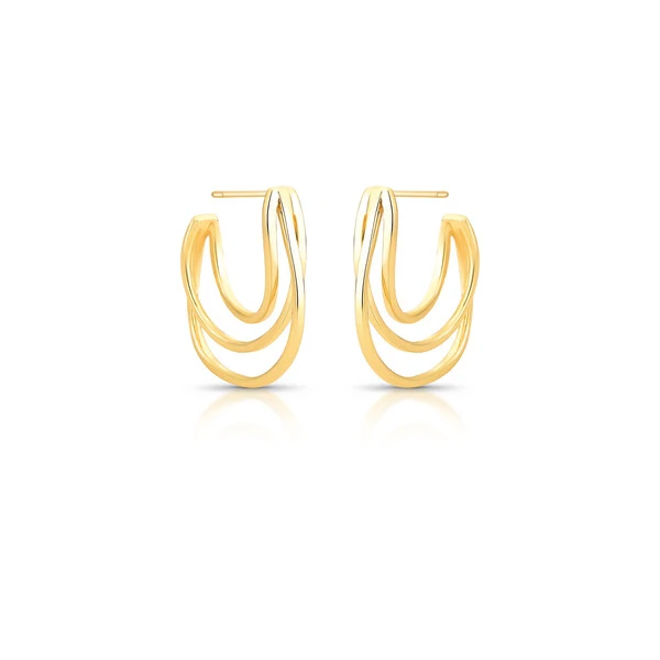 Brinco Argola Fios com Banho de Ouro 18K
