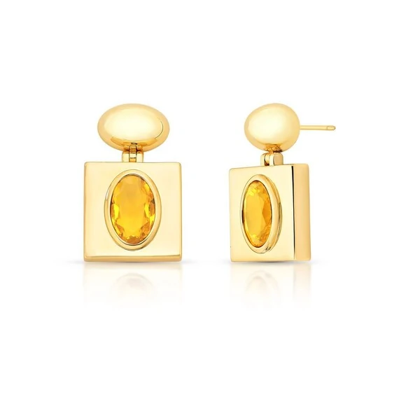 Brinco Fugaz com Cristal Topázio e Banho de Ouro 18k