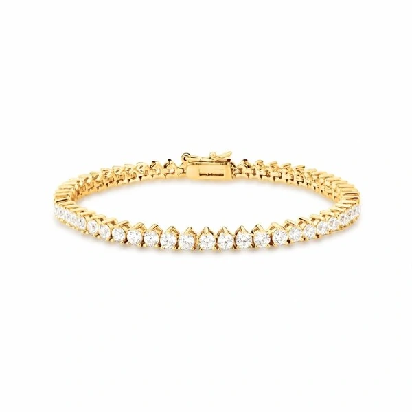 Pulseira Riviera 3 pontos com Zircônias e Banho de Ouro 18K