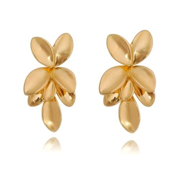 Brinco Pétalas Acetinada Banho de Ouro 18K