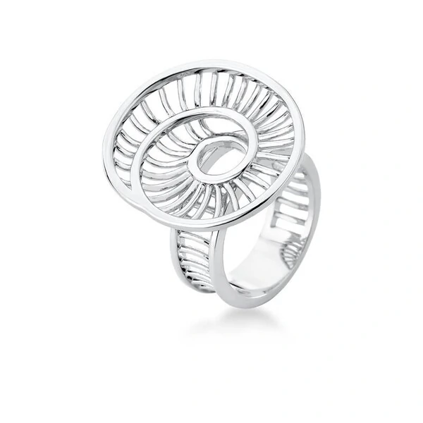 Anel Spiral Aramado com Banho de Ródio Branco