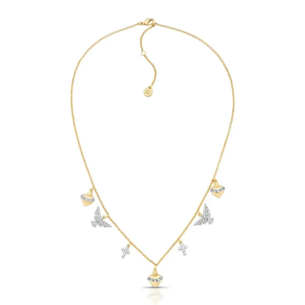 Colar Fé com pingentes em Banho de Ouro 18K e Zircônias