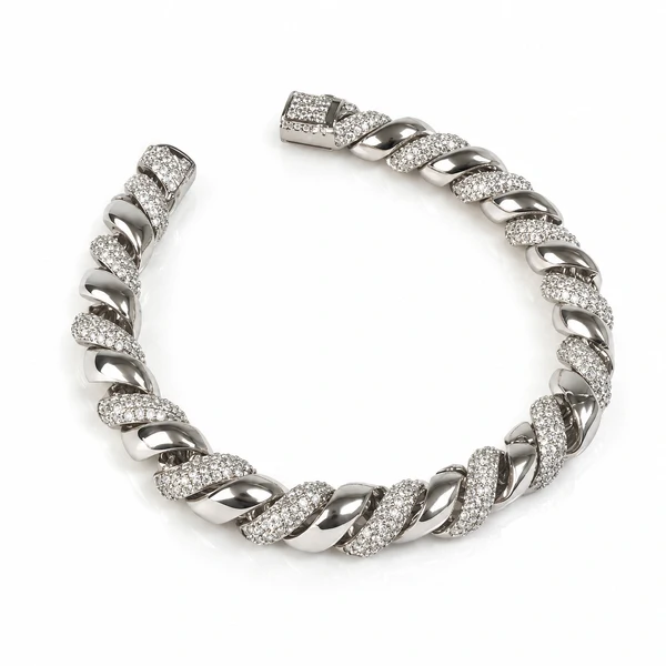 Pulseira Links com Zircônias e Banho de Ródio Branco