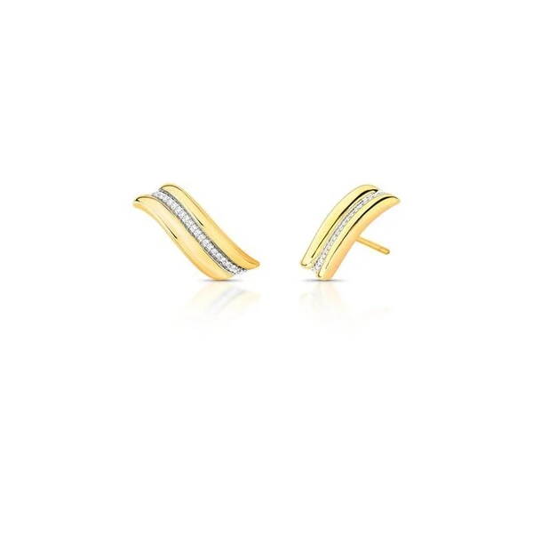 Brinco Auguri com Zircônias - Banho de Ouro 18K | Design Fluido e Sofisticado