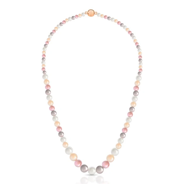 Colar Gradiente com Pérolas e Banho de Ouro Rosé
