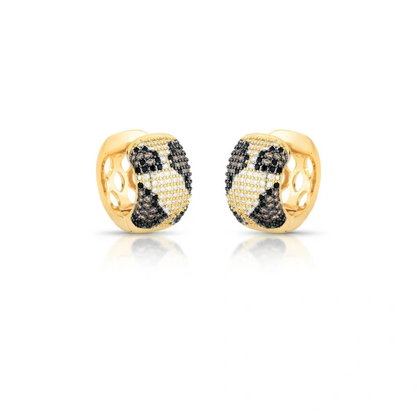 Brinco Argola Leopardos com Zircônias e Banho de Ouro 18K