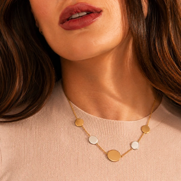 Colar Poncto com Mix de banhos e acabamento Acetinado