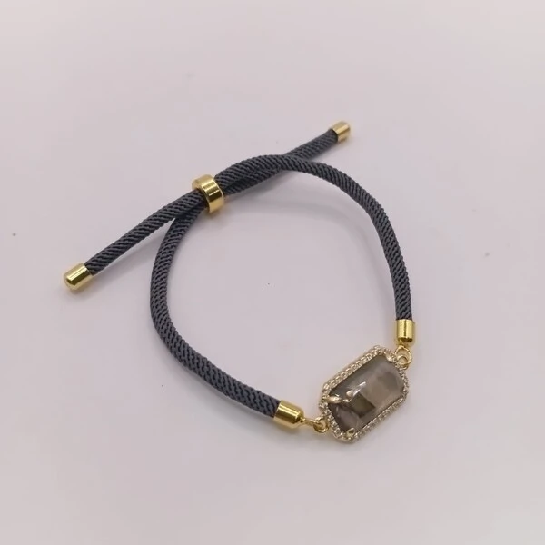 Pulseira Cordao e Pedra e Banho de Ouro 18K