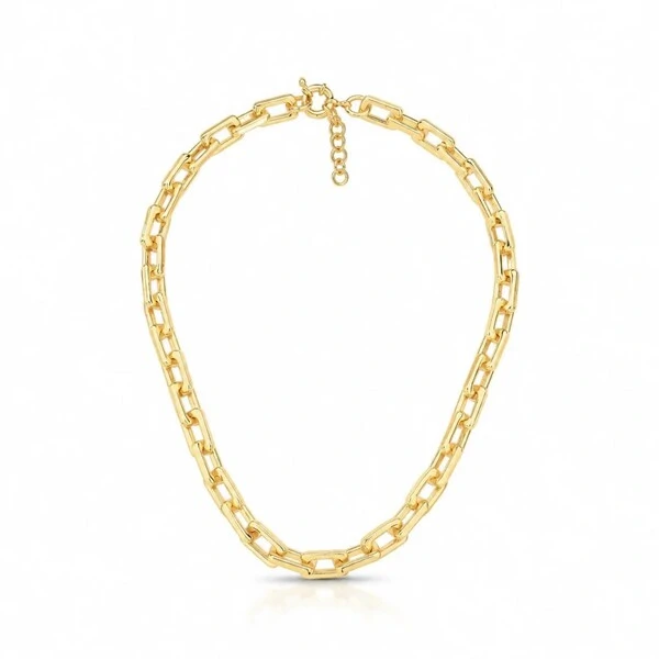 Corrente Elos Quadrados com Banho de Ouro 18K - Elegância Geométrica