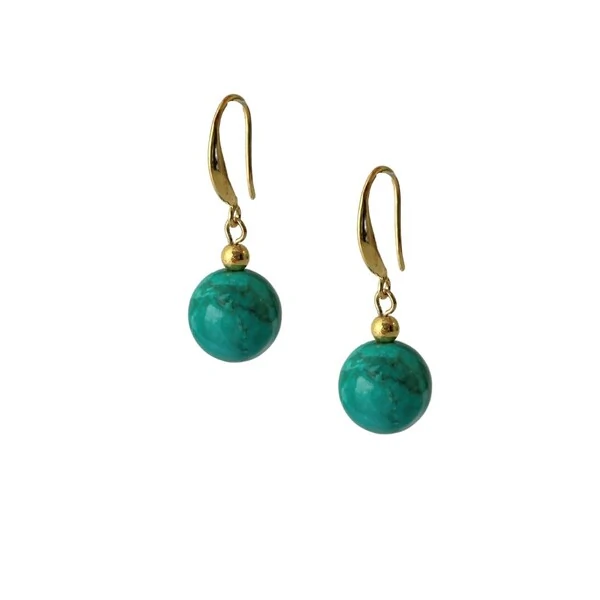 Brinco Turquesa Reconstituída Banho Ouro 18K